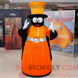 Maskotfigur af en orange...