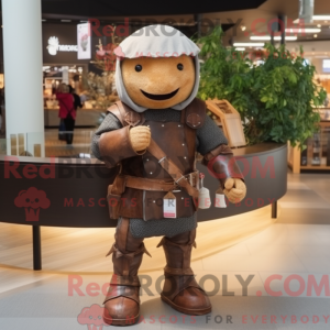 Maskot karaktär av en brun...