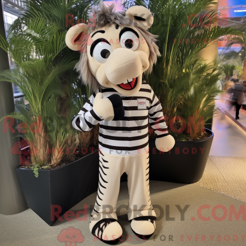 Característica de máscara de roupa bege com shorts e bermudas - Mascotes zebra - REBROKO_364910 - RedBrokoly.com