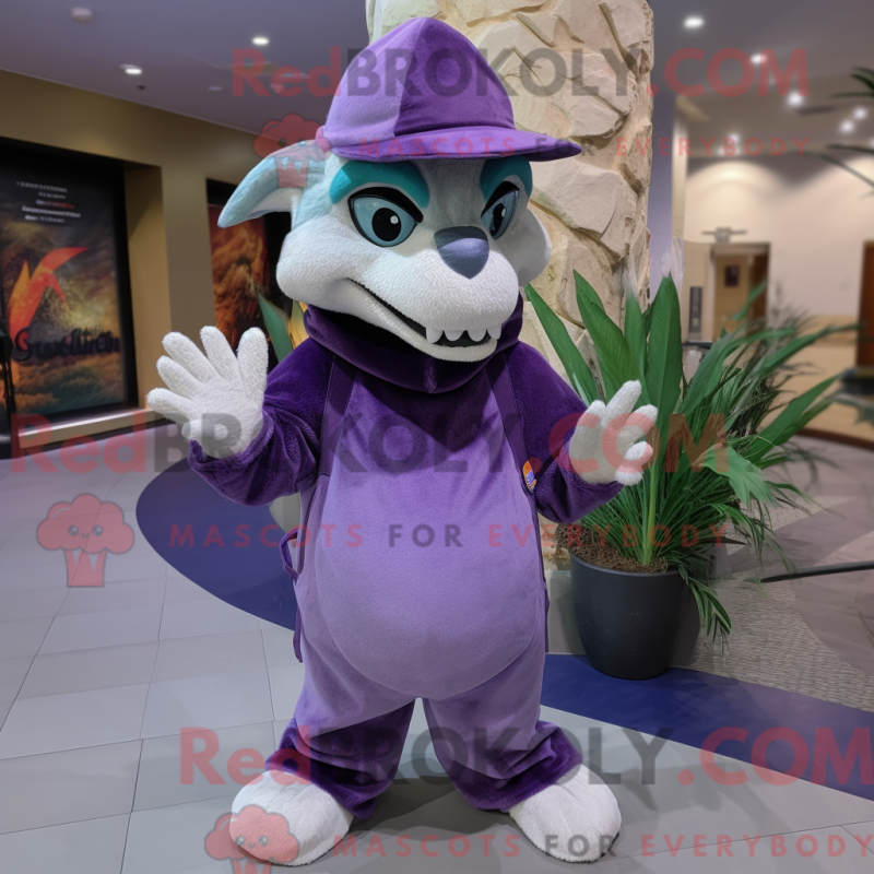 Fantasia de mascote do Chupacabra Lavanda com moletom com capuz e chapéus - Mascotes chupacabras - RedBrokoly.com