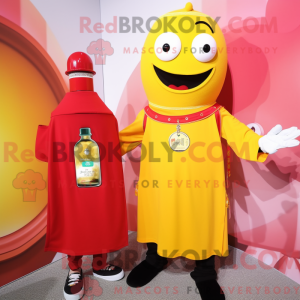Maskot karakter af en rød...