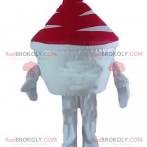 Ice cream pot mascotte wit en rood ijs - Redbrokoly.com