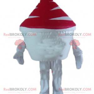 Maskot na zmrzlinu bílá a červená zmrzlina - Redbrokoly.com