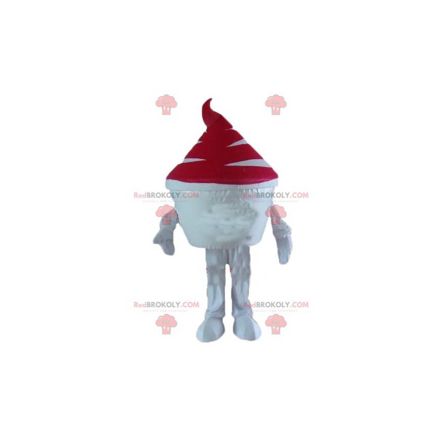 Mascota de olla de helado helado blanco y rojo - Redbrokoly.com
