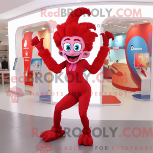 Maskot-karakter af en rød...