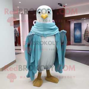Cyan Gull maskot kostym...
