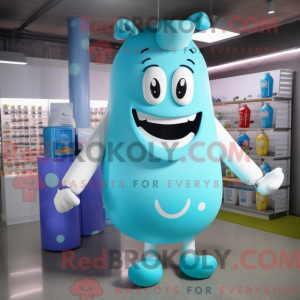 Maskot-karakter af en cyan...