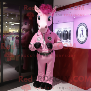 Maskotkarakter av en rosa...