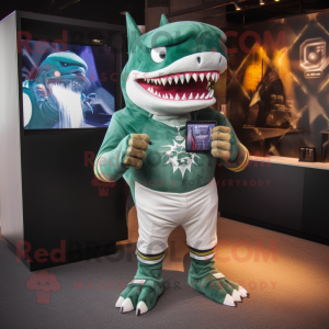 Groene Megalodon mascotte...