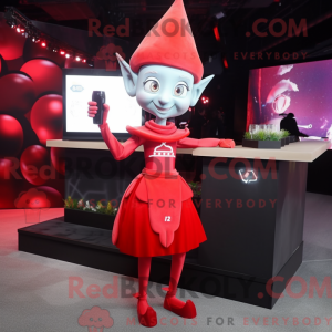 Maskot postava červeného...