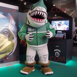 Groene Megalodon mascotte...