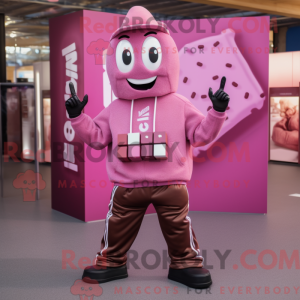 Maskot karakter av en rosa...