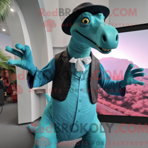 Maskot karaktär av en cyan...