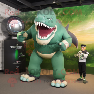 Groene Megalodon mascotte...