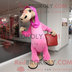 Maskottchenfigur eines rosa...