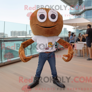 Maskot karaktär av en brun...