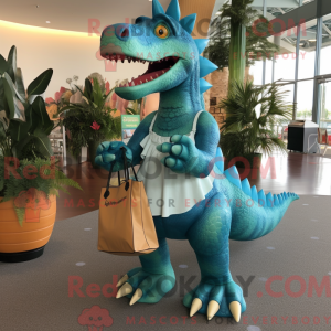 Maskotfigur af en Cyan...