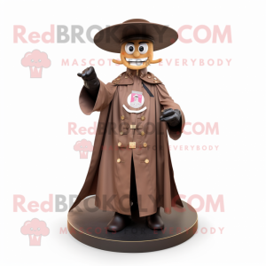 Brown Ring Master mascot costume character dressed with a Raincoat and Hair clips