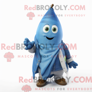 Maskot karakter af en blå...