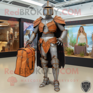 Rust Medieval Knight mascot costume character dressed with a Bikini and Handbags