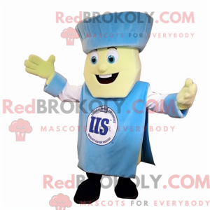 Maskot-karakter av en blå...