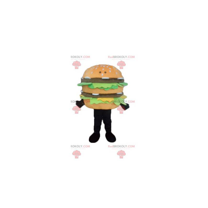 Mascote de hambúrguer gigante muito realista e apetitoso -