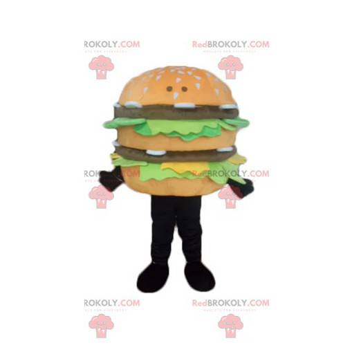Very realistic and appetizing giant hamburger mascot -