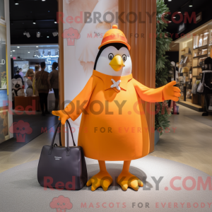Maskotfigur af en orange...
