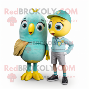 Teal Lemon maskot kostym...