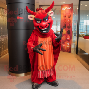 nan Devil mascot costume character dressed with a Maxi Dress and Beanies