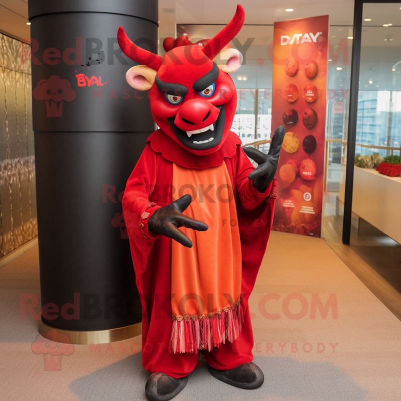 nan Devil mascot costume character dressed with a Maxi Dress and Beanies