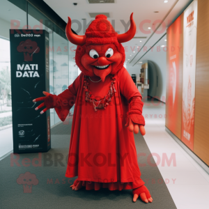 nan Devil mascot costume character dressed with a Maxi Dress and Beanies