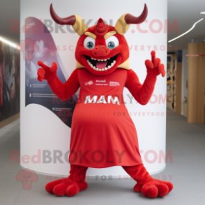 nan Devil mascot costume character dressed with a Maxi Dress and Beanies