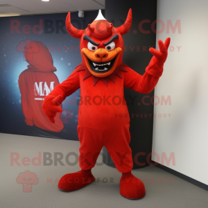 nan Devil mascot costume character dressed with a Maxi Dress and Beanies