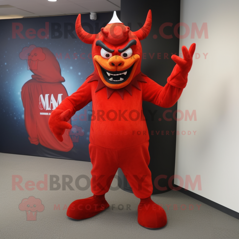 nan Devil mascot costume character dressed with a Maxi Dress and Beanies nan Devil mascot costume character dressed with a Maxi Dress and Beanies