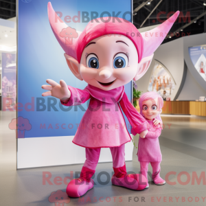 Maskottchenfigur einer rosa...
