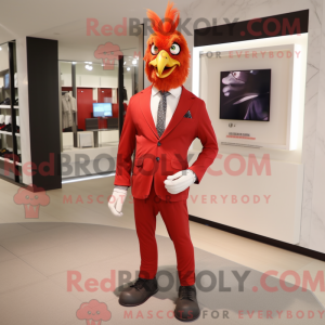 Mascottefiguur van een rode...