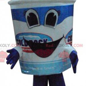 Mascot giant blue and white ice cream with candy -