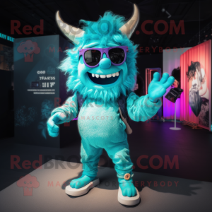 Cyan Demon mascotte kostuum...