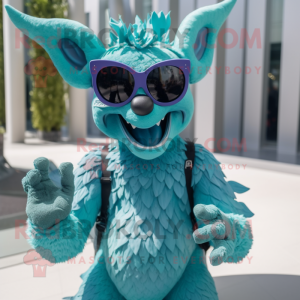 Cyan Demon mascotte kostuum...