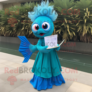 Cyan Betta Fish mascotte...