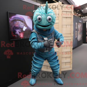 Maskot karakter av en Cyan...