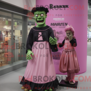 Maskotkarakter av en rosa...