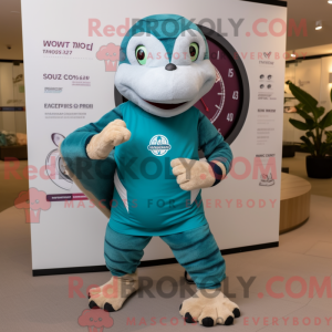 Mascot character of a Teal...