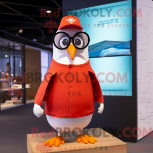 Mascottefiguur van een rode...