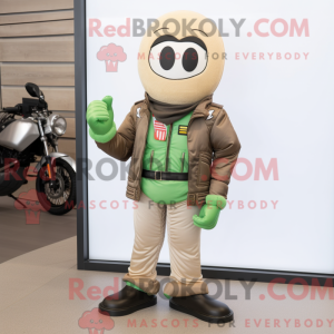 Maskotkarakter af en beige...