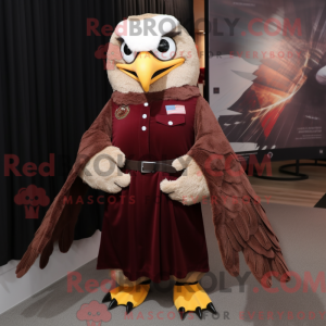 Maskotfigur av en rødbrun...