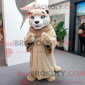 Maskotkarakter af en beige...