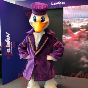 Maskot karakter af en lilla...