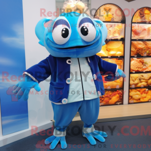 Maskot karakter af en Blue...